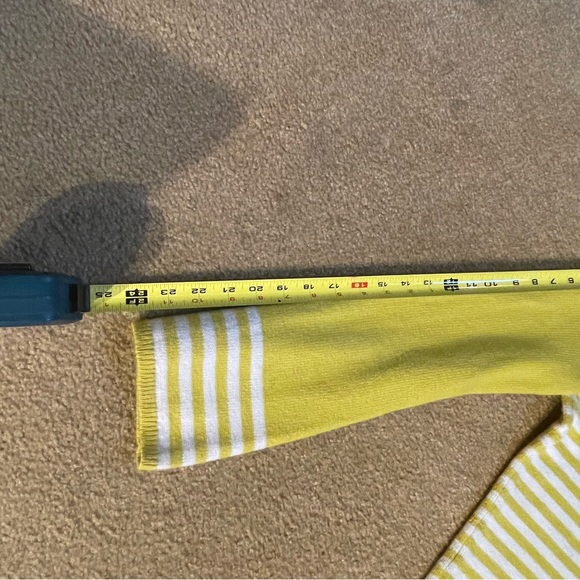 Boden mimosa yellow and white striped wool sweater with mock neck - Picture 11 of 16